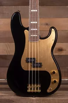 Squier 40th Anniversary Precision Bass, Gold Edition, Laurel FB, накладка из анодированного золота, черный 40th Anniversary Precision Bass?, Gold Edition, Laurel Finger...