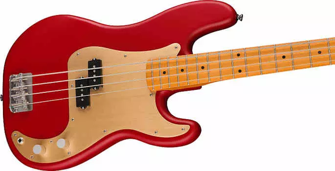Squier 40th Anniversary Precision Bass, Vintage Edition, кленовый гриф, золотая анодированная накладка, Satin Dakota Red Fender 0379530554