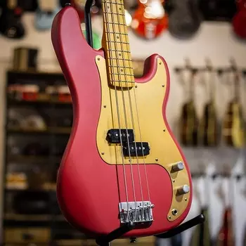 Squier 40th Anniversary Precision Bass - Vintage Edition - Satin Dakota Red SQ 40 P BASS MN AHW GPG SDKR