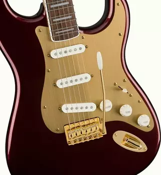 Squier 40th Anniversary Stratocaster Gold Edition - Ruby Red Metallic 037-9410-515