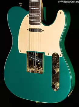 Squier 40th Anniversary Telecaster, Gold Edition, накладка на гриф Laurel, накладка из анодированного золота, цвет Sherwood Green Metallic (084)