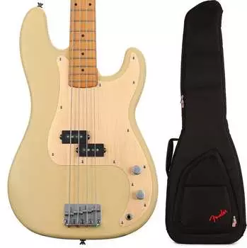 Squier 40th Anniversary Vintage Edition Precision Bass - Satin Vintage Blonde Bundle с Fender FB620 Electric Bass Gig Bag - Black Squier + Fender 0379530507=1 0991522406=1