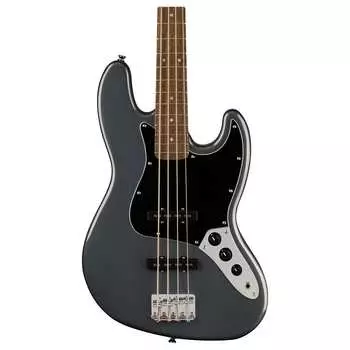 Squier Affinity Series Jazz Bass, черная накладка, угольно-морозный металлик