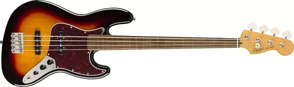 Squier Classic Vibe '60s Jazz Bass Безладовый, накладка на гриф Laurel, 3 цвета Sunburst Vibe '60s Jazz Bass Fretless Bass Guitars 0374531500