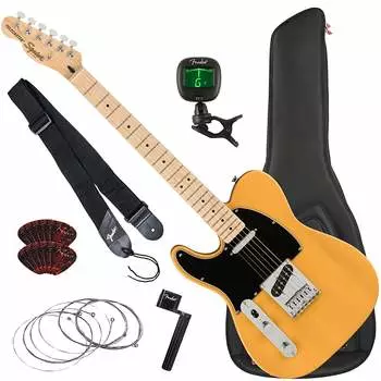 Squier Left-Handed Affinity Telecaster - Maple, Butterscotch Blonde GUITAR ESSENTIALS BUNDLE Affinity Telecaster Left-Handed