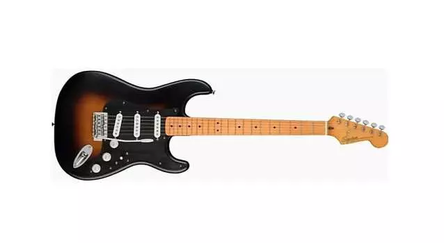 Squier STRAT-40TH-MN 40TH Anniv Strat, винтажная версия, кленовый гриф — атласная широкая двухцветная солнечная вспышка