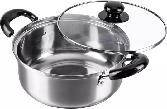 SRB-1393 Посуда для тушения, нержавеющая сталь, кастрюля с двумя ручками, 7,9 дюйма (20 см), стеклянная крышка, совместима с индукцией и газом, варка, посуда WAHEI FREIZ, Stainless