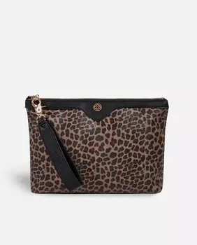 Средне-коричневая сумка с леопардовым принтом на молнии Lonbali, коричневый