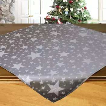 Среднее одеяло Delindo Lifestyle "Рождественские звезды", (1 штука), жаккард со звездами из люрекса 85х85 см, серый