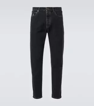 Средневысокие узкие джинсы Brunello Cucinelli, Denim Dark Gray