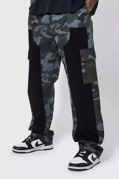 Средние брюки carpent camo с эластичной поясной поясой Boohoo, хаки