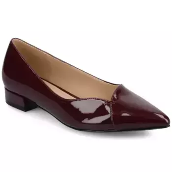 Средние и широкие женские балетки Carmin на устойчивом каблуке Journee, цвет patent oxblood