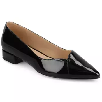 Средние и широкие женские балетки Carmin на устойчивом каблуке Journee, цвет patent black