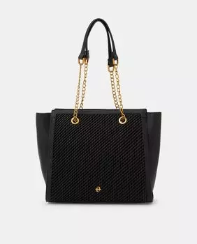 Средний черный шопер с комбинированной ручкой-цепочкой Tintoretto, черный