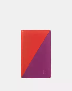 Средний двухцветный кожаный женский кошелек на молнии Dudu, фуксия