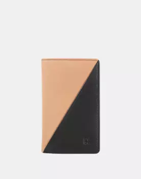 Средний двухцветный кожаный женский кошелек на молнии Dudu, черный