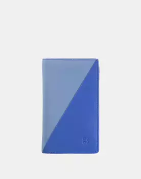 Средний двухцветный кожаный женский кошелек на молнии Dudu, синий