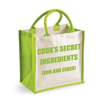 Средний джутовый пакет Секретные ингредиенты повара (тсс и сидр) Зеленый пакет 60 SECOND MAKEOVER, зеленый