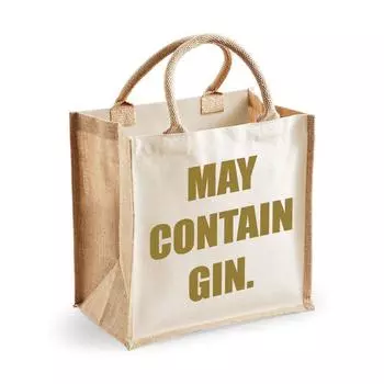 Средний джутовый пакетик может содержать пакетик с джином Natural Gold Text 60 SECOND MAKEOVER, золото