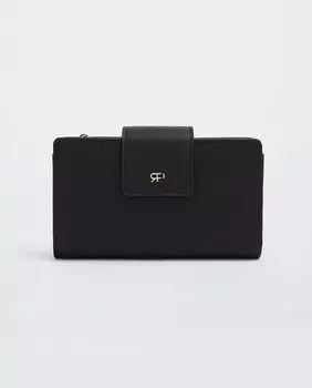 Средний гладкий женский кошелек черного цвета Parfois, черный