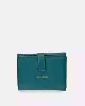 Средний кошелек из гладкой кожи на молнии Pierre Cardin, зеленый