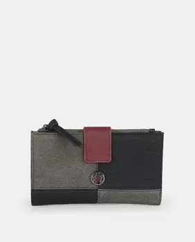 Средний кошелек с черной лоскутной отделкой и застежкой Caminatta, черный