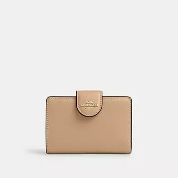 Средний кошелек с угловой молнией COACH, цвет gold/tan