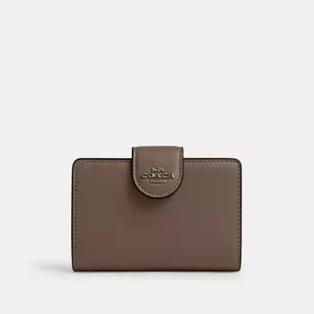 Средний кошелек с угловой молнией COACH, цвет qb/dark stone