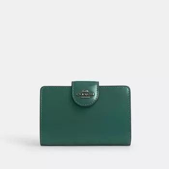 Средний кошелек с угловой молнией COACH, цвет qb/emerald green