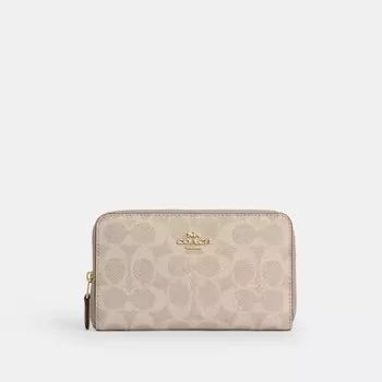 Средний кошелек с застежкой-молнией COACH, цвет gold/sand/chalk