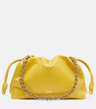 Средний кожаный клатч Flamenco Loewe, желтый