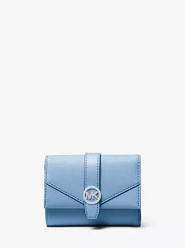 Средний кожаный кошелек Greenwich тройного сложения Michael Kors, синий