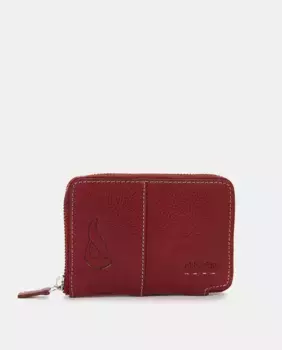 Средний кожаный кошелек на молнии Abbacino, красный