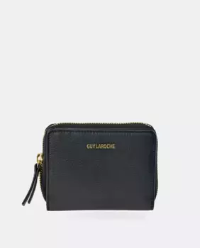 Средний кожаный кошелек на молнии Guy Laroche, черный