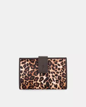 Средний кожаный кошелек с леопардовым принтом Pielnoble, коричневый