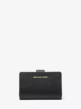 Средний кожаный кошелек с перекрестной текстурой Michael Kors, черный