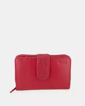 Средний кожаный кошелек с тесьмой Yancci, красный