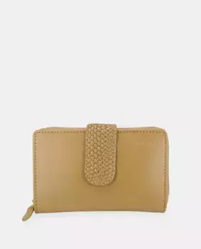 Средний кожаный кошелек с тесьмой Yancci, коричневый