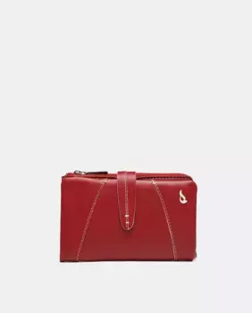 Средний красный кожаный женский кошелек Abbacino