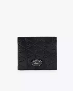 Средний мужской кошелек с черной монограммой Lacoste, чёрный