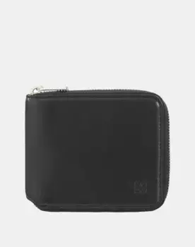 Средний мужской кожаный кошелек на молнии Dudu, черный