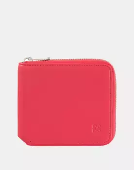 Средний мужской кожаный кошелек на молнии Dudu, коралловый