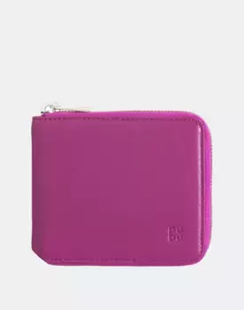 Средний мужской кожаный кошелек на молнии Dudu, цвет Fucsia