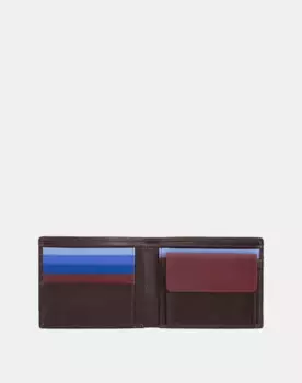 Средний мужской кожаный кошелек с монетницей и визитницей Dudu, темно-коричневый