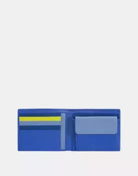 Средний мужской кожаный кошелек с монетницей и визитницей Dudu, синий