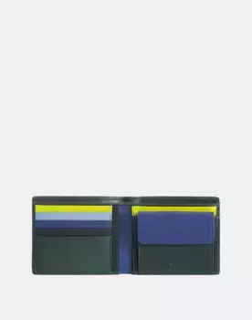 Средний мужской кожаный кошелек с монетницей и визитницей Dudu, зеленый