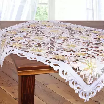 Средний плед Delindo Lifestyle "ILEX", (1 шт.), ткань гладкая, вышивка 85х85 см, белый