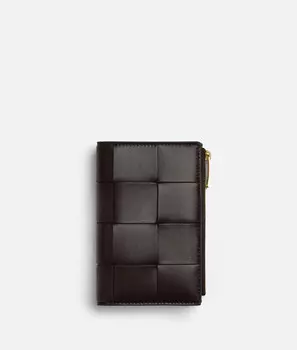 Средний складной кошелек на молнии Bottega Veneta, карамельный