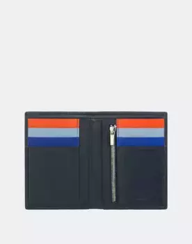 Средний вертикальный мужской кожаный кошелек на внутренней молнии Dudu, темно-синий