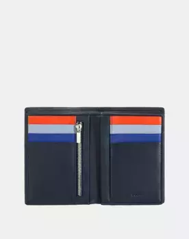 Средний вертикальный мужской кожаный кошелек с внутренним клапаном Dudu, темно-синий